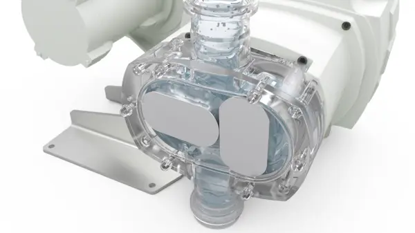 Transparante draaizuigerpomp met het TORNADO® T.Sano ® ontwerp, met de nadruk op hygiëne en efficiëntie voor voedseltoepassingen.