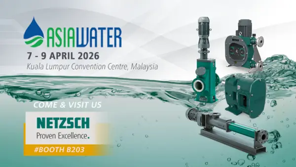 NETZSCH présente des pompes à lobes rotatifs, des pompes à cavité progressive et des pompes péristaltiques pour des solutions efficaces de traitement des eaux usées à ASIAWATER 2026.