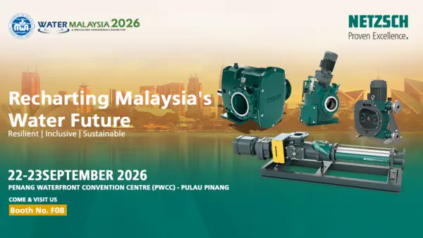 NETZSCH Pumps & Systems promoting advanced pump solutions for water and wastewater at Water Malaysia 2026 in Penang.