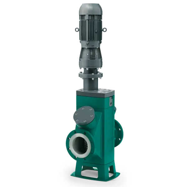 N.Mac® inline twin shaft grinder for wastewater, designed to prevent clogs, ensuring reliable pumping of impurities.