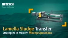 NETZSCH's NEMO® Progressing Cavity Pump for lamella sludge transfer in mining, promoting efficient waste treatment and water recycling.
