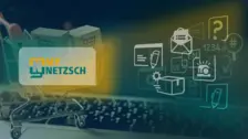 MyNETZSCH digital customer portal interface with shopping cart and icons for spare parts, documents, and technical support access.