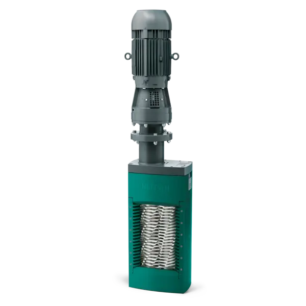 Triturador de Duplo Eixo N.Mac® tritura partículas grandes e sólidas fragmentadas em meios líquidos e impressiona com seu conceito inovador FSIP®.