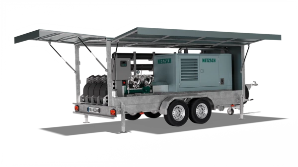 Mobile TORNADO® T1-F rotary lobe pump unit designed for efficient slurry transport in agricultural applications.