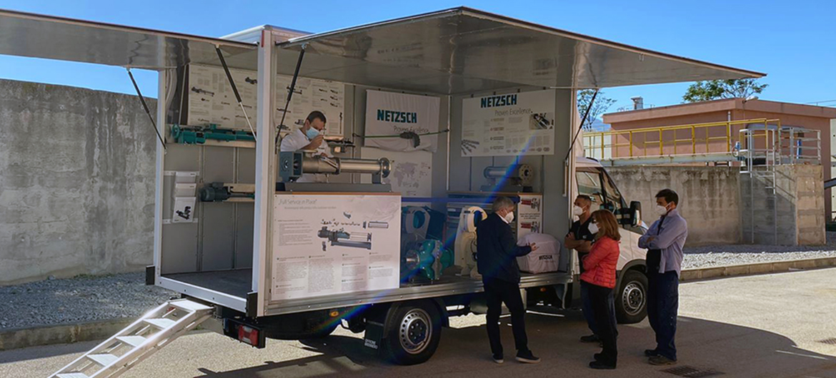 Product Presentation and Training Directly at Your Company - the "NETZSCH Italy Truck" Makes It Possible