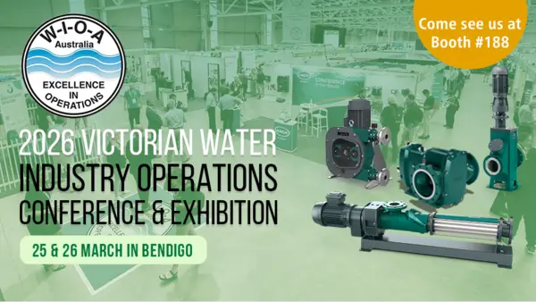 Join NETZSCH at the 2026 Victorian Water Industry Operations Conference, showcasing advanced pumps and solutions in Bendigo.