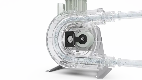 Hose pump food version by NETZSCH, designed for hygienic pumping of liquids, ensuring contamination-free operation.