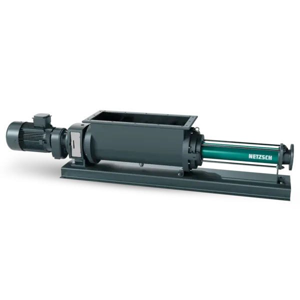 NEMO® Bomba de tolva BF con tornillo sinfín de alimentación, diseñada para el transporte de residuos de matadero altamente viscosos y con alto contenido en sólidos.